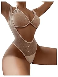 WDIRARA Women's Lingerie Set Polka Dots Mesh Teddy