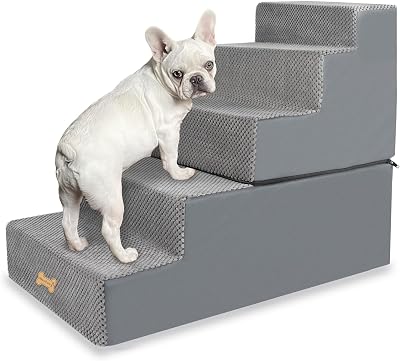 Nepfaivy 5-Step Dog Steps for Bed 76x40x56cm Non-Slip High Density Foam