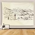 Creowell Tapestry Ranch Wild West Desert Sketch Western Landscape Home Decor Wall Hanging For Living Room Bedroom Dorm Painting