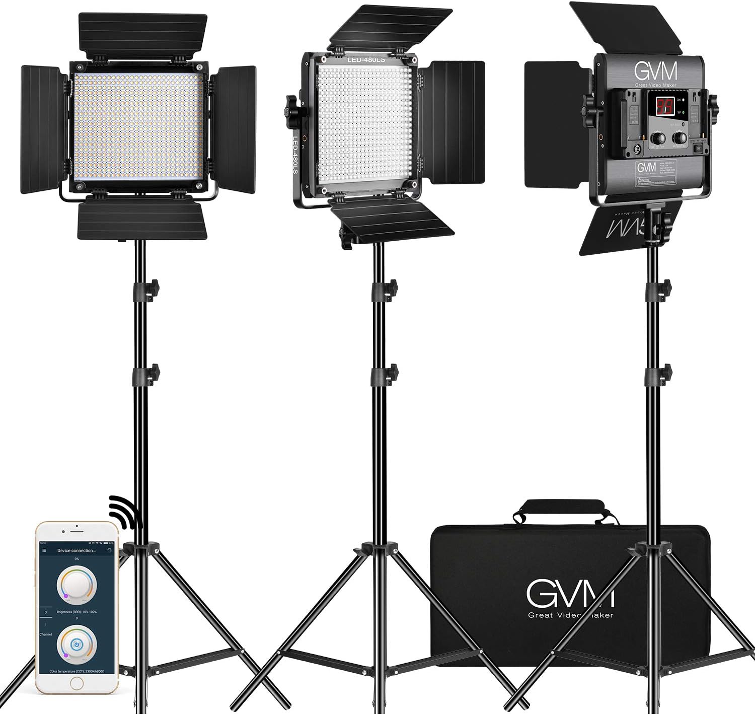 GVM 3 Pack LED Video Lighting Kits with App Control, BiColor Variable