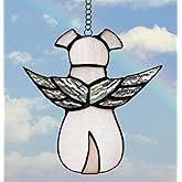 ZUAJITER Stained Glass Window Hanging Angel Dog Memorial Gifts for Loss of Dog Sympathy Gift Suncatcher, Passing Away Remembrance Memory Ornaments for Dog Lovers, Pet Bereavement Rainbow Wings