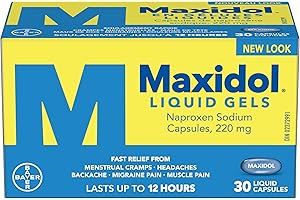 Maxidol Liquid Gels Pain Reliever - Fast Relief of Pain such as Menstrual Cramps, Headaches, Backaches, Migraine Pain and Mus