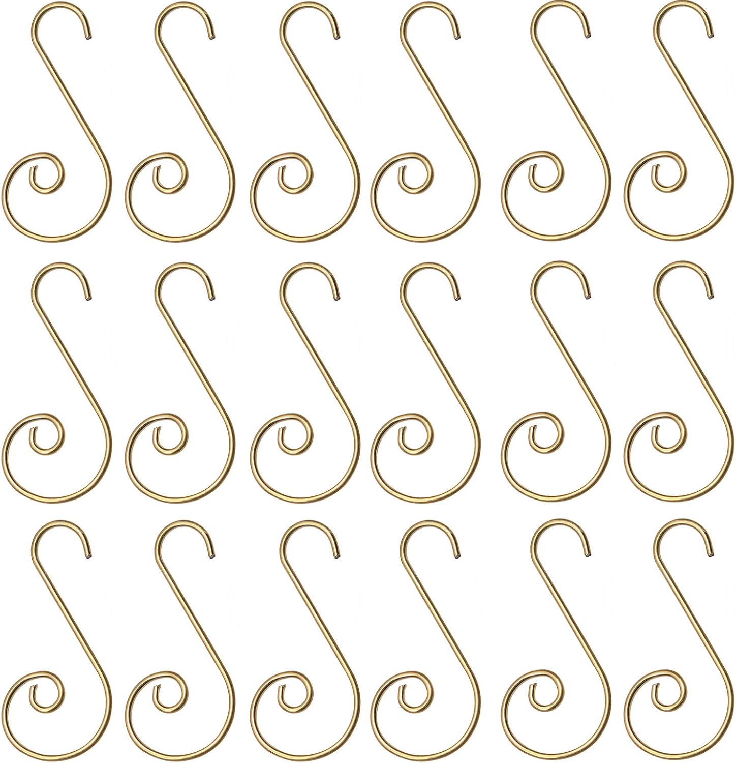 Ornament Hooks - Mini Skater 30PCS Small Christmas Ornament Hook 1.5 Inch Length Metal Christmas Tree Hanger Hook Xmas Decoration S Hooks for Christmas Tree Decorating(Christmas Hook) (Golden)