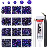 qiipii Black Violet AB Resin Rhinestones w B7000 Jewelry Glue for Bedazzling Crafting 2mm 3mm 4mm 5mm 6mm Flatback Jelly Stones Diamonds Gems Charms for Nails Face Eyes Makeup Tumblers Crafts Clothes