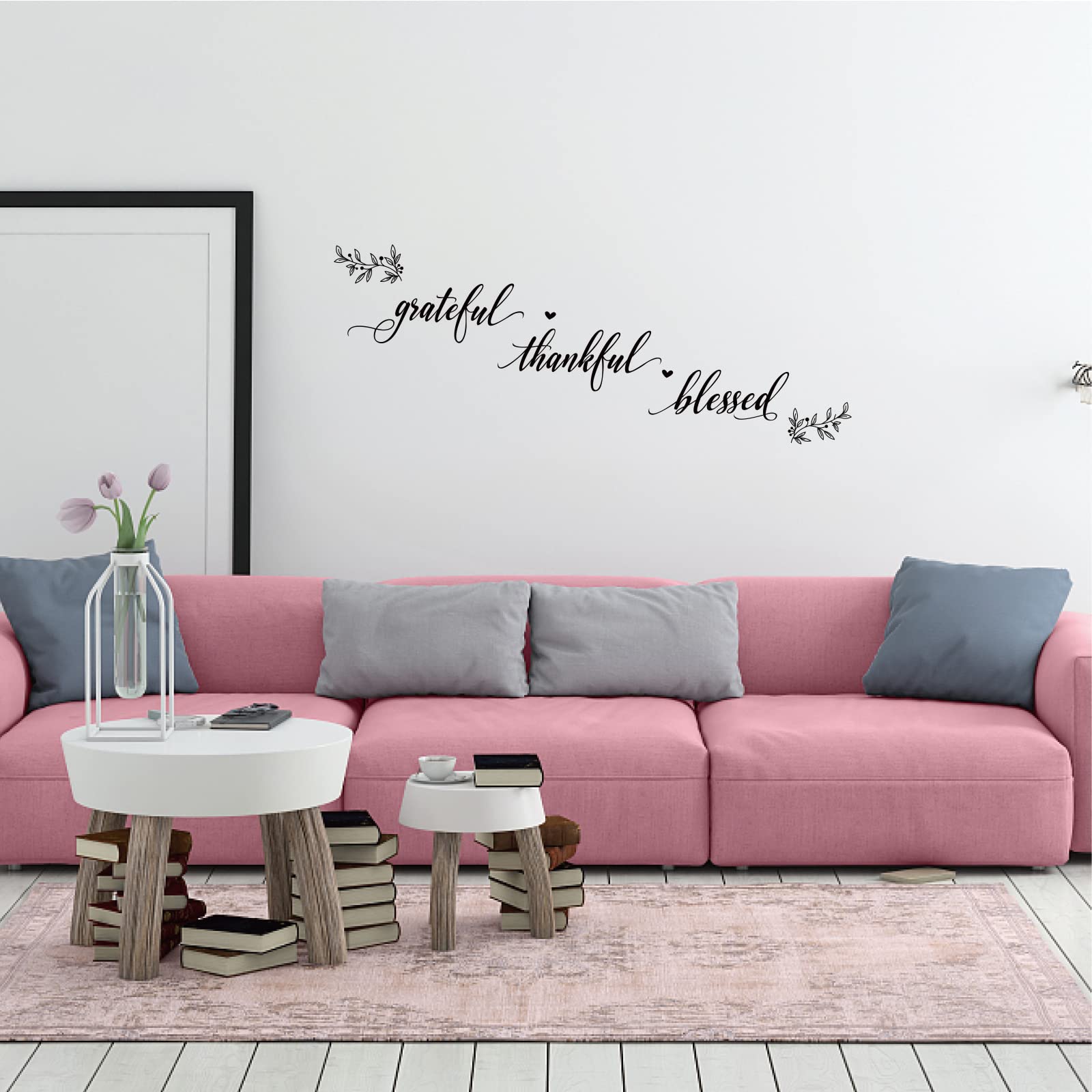 SUPERDANT Inspirational Quotes PVC Wall Sticker Grateful Thankful Blessed Quotes Wall Decal Hart Shape Leaves Patten Vinyl Wall Art for Living Room Classroom Office Decoration