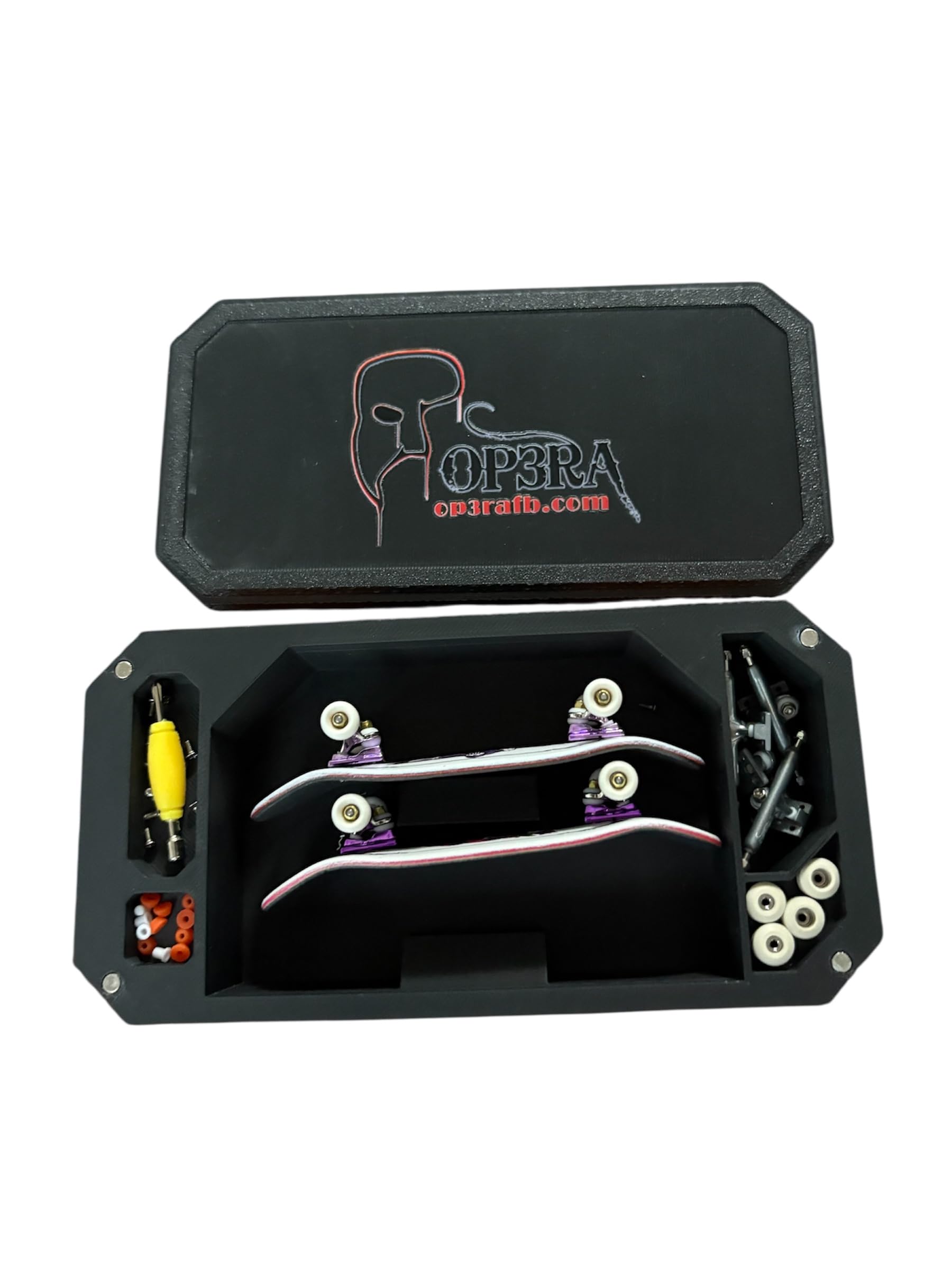 LEEFAI Fingerboard Storage Case, Travel Box for Fingerboards and Accessories, 6.5 x 3.5 x 1.2 inches, Black