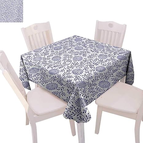 Amazon Blountdecor 花柄ディナー ピクニックテーブルクロス 日本の伝統的なブルーベル カーブした花のばねの枝付き 防水 キッチン用テーブルカバー 36インチx36インチ ダークブルーのムーブホワイト 54 X54 テーブルクロス オンライン通販