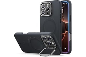 ESR for iPhone 16 Pro Max Case, Silicone Case with Stand, Compatible with MagSafe, Built-in Camera Stash Stand, Magnetic Phone Case for iPhone 16 Pro Max, Cloud Series, Black