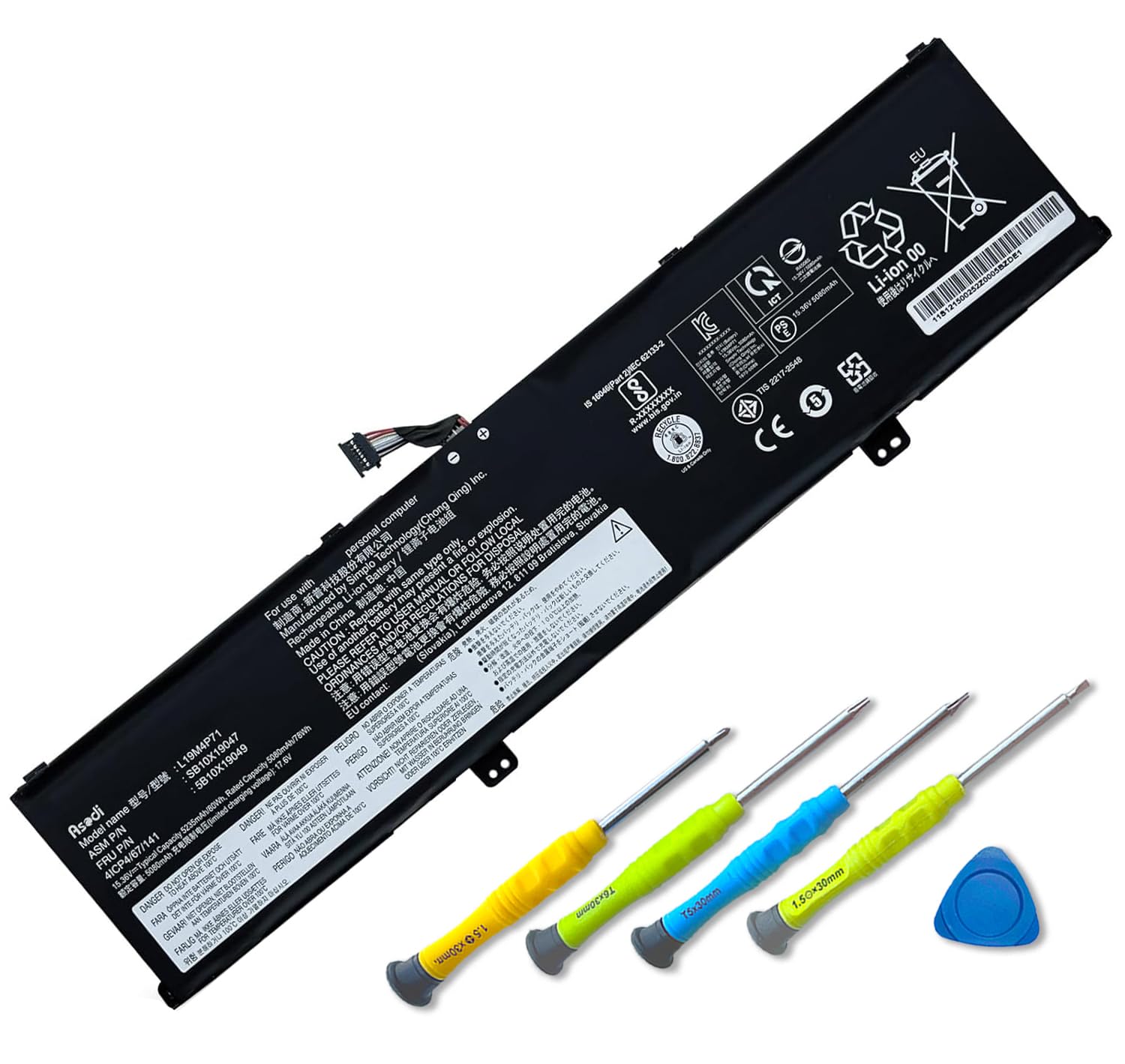 Photo 1 of ASODI L19M4P71 L19C4P71 Laptop Battery Compatible with Lenovo ThinkPad X1 Extreme P1 3rd Gen ThinkPad X1 Extreme 3rd Gen Series 5B10X19047 5B10X19048 5B10X19049 5B10X19050 15.36V 80Wh 5235mAh