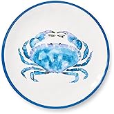 Beach House Crab 11-Inch Melamine Dinner Plates – Set of 6, Vibrant Nautical Charm, Durable, Lightweight & Dishwasher-Safe