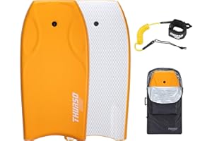 THURSO SURF 42'' Body Boards for Beach Pool Lightweight PE Core IXPE Deck HDPE Bottom FRP Stringers High Performance Body Board with Double Swivel Surf Leash and Bodyboard Bag Lightning