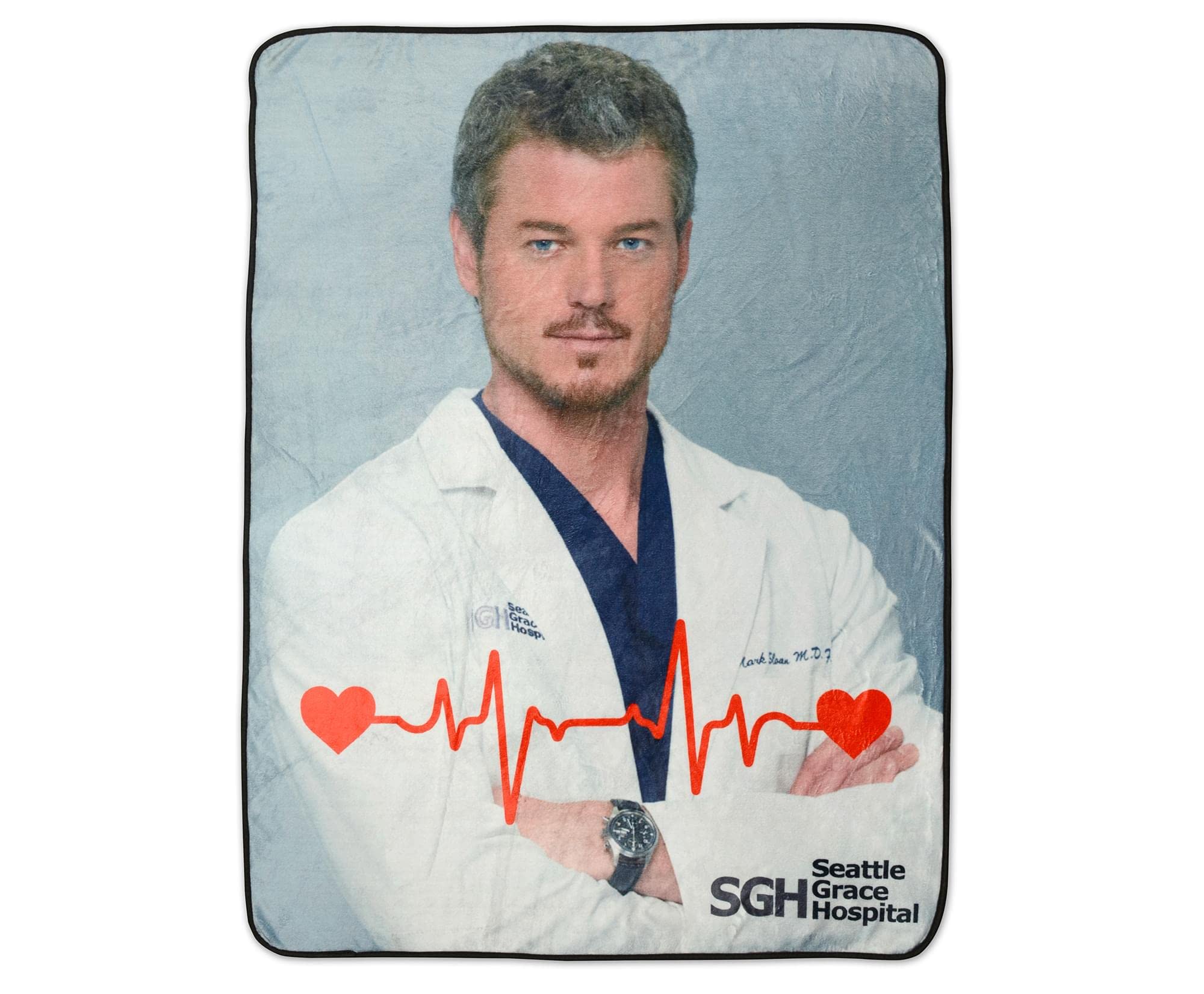 Surreal Entertainment Grey's Anatomy McSteamy Fleece Throw Blanket | 45 x 60 Inches, Blue, One Size