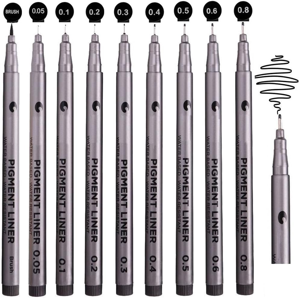 Black Micro-Pen Fineliner Pens, Beupro Black Pigment Liner Precision Micro Liner Drawing Pens for Sketching Drawing Drafting Office Documents Comic Manga Scrapbooking and School Using