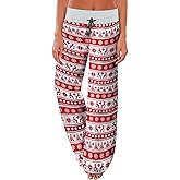 AMiERY Women's Comfy Casual Pajama Pants Floral Print Drawstring Palazzo Lounge Pants Wide Leg