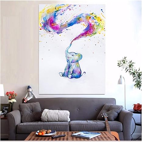 Amazon Facaia レインボーグラフィティかわいい漫画象アート壁画現代アーティスト家の壁画ポスター家の装飾 50x70cmフレームなし ウォールステッカー オンライン通販