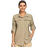 Womens UPF 50+ UV Sun Protection Safari Shirts Long Sleeve Outdoor Cool Quick Dry Fishing Hiking Gardening Shirts