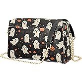 Yasala Halloween Women's PU Leather Shoulder Bag Ghost Cute Vegan Crossbody Purse Chic Satchel Compact Handbag for Fall & Winter Outfit Daily Use, Holiday Present