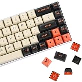 Owpkeenthy Retro Carbon Keycaps SA Profile 150-Key Custom Doubleshot ABS Key Caps Set with Split Spacebar for US and UK Layouts Mechanical Gaming Keyboard(ASA/Carbon)