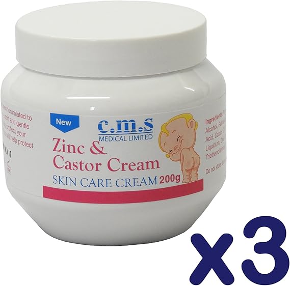 3X 200g Jars of CMS Soothing Soft Skin Care Zinc & Castor Oil Nappy