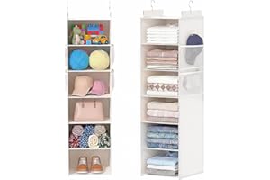 ALLTIDYUP Extra Deep Hanging Closet Organizer with Shelves and Oversized Mesh Pockets, Heavy-Duty Structure, No Deformation, 