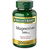 Magnesium by Nature’s Bounty, 500mg Magnesium Tablets for Bone & Muscle Health, 200 Tablets