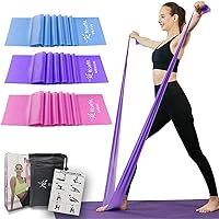 Therapy Flat Resistance Bands Set, Exercise Stretch Bands for Stretching, Flexibility, Pilates, Yoga, Ballet, Gymnastics and