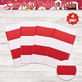PIXHOTUL 4 Pcs Red White Stripe Tablecloths 137x274cm Carnival Theme view 3