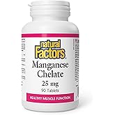 Natural Factors Manganese Chelate 25mg, 90 Tablets, Highly Absorbable, Supports Healthy Muscle Function, Proudly Canadian