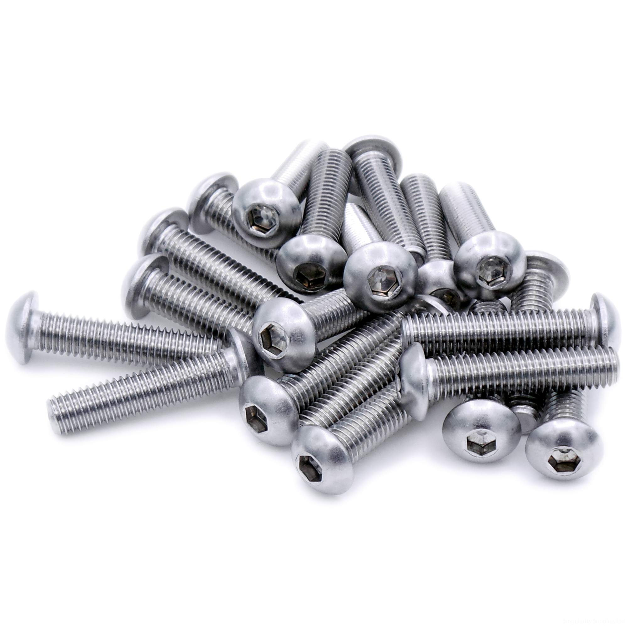 M4 (4mm x 14mm) Hex Socket Button Machine Screw (Bolt) - Stainless Steel (A2) (Pack of 20)