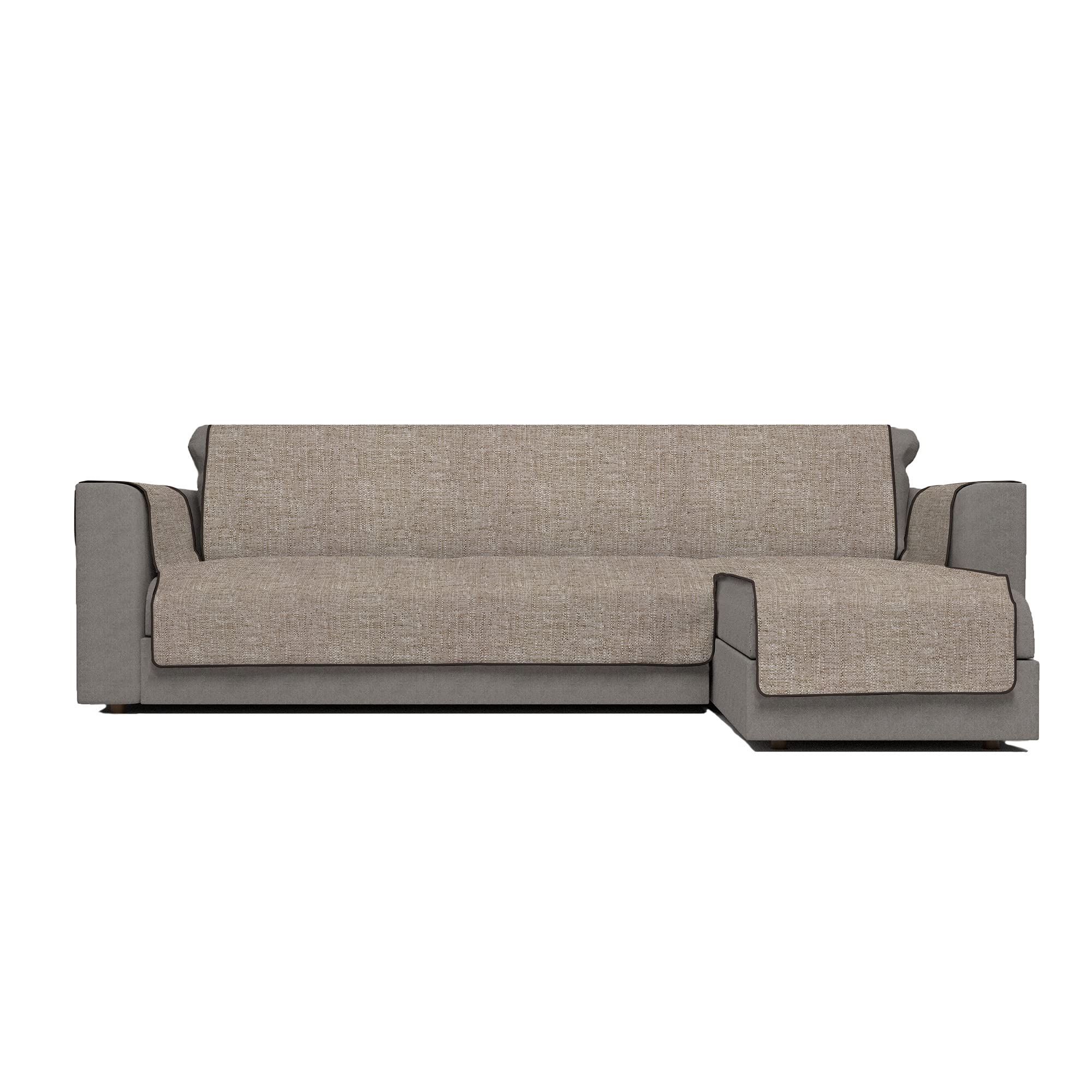 Italian Bed Linen Comfort anti-slip sofa cover with chaiselongue,190cm, brown, Polyester