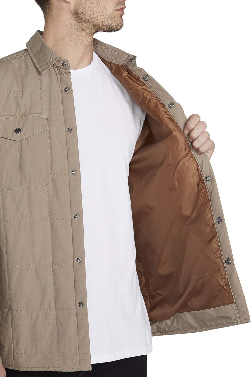 Volcom Men's Larkin Quilted Medium Jacket, Brindle, L: Clothing