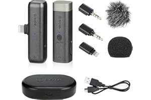 BOYA BY-WM3 Plug&Play Microphone for iPhone, Mini 2.4G Wireles Microphone with Lightning TRS TRRS Port, Charging Case for IOS