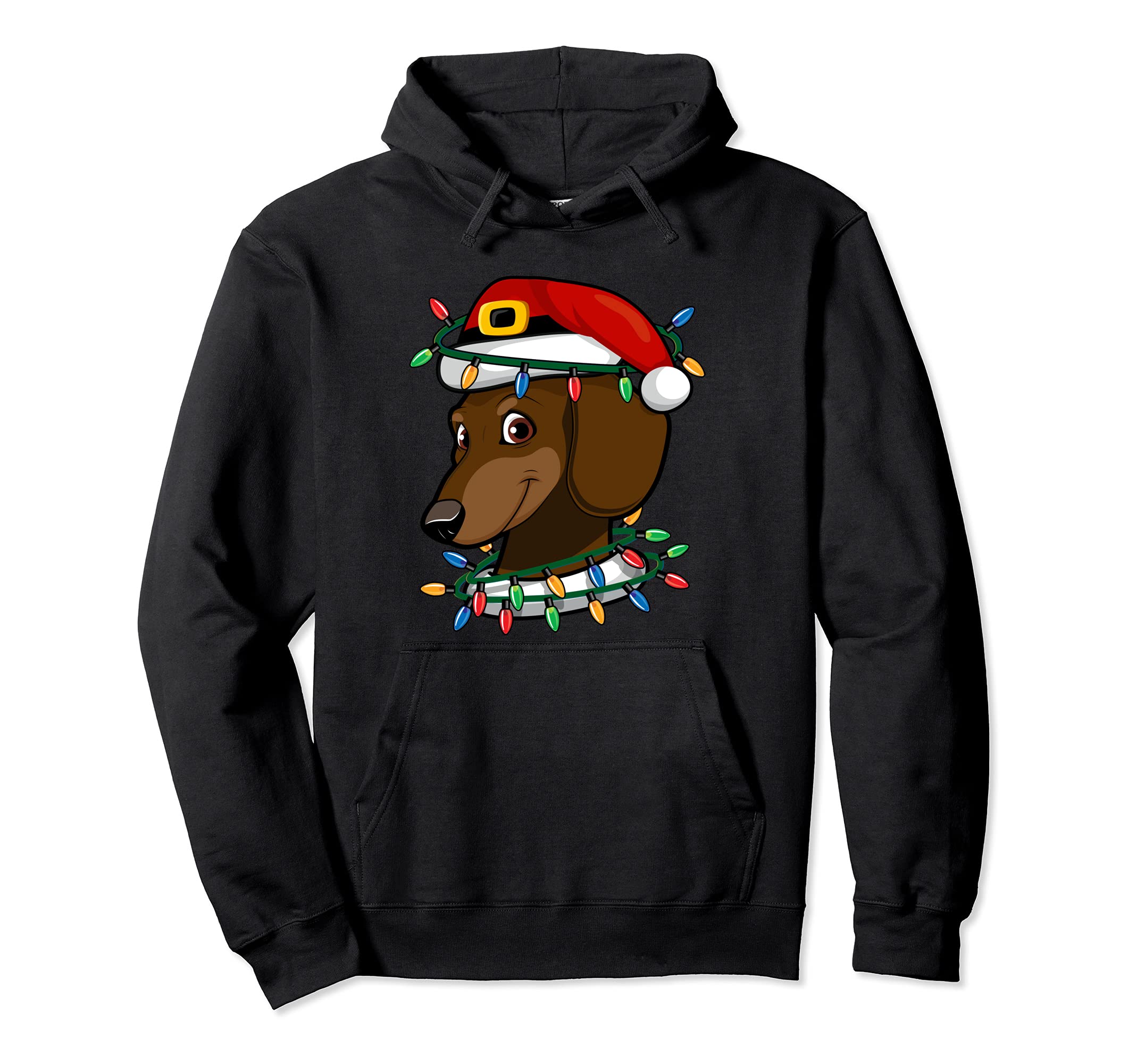 Dachshund Christmas Dog Santa Hat For Doxie Dog Lovers Pullover Hoodie