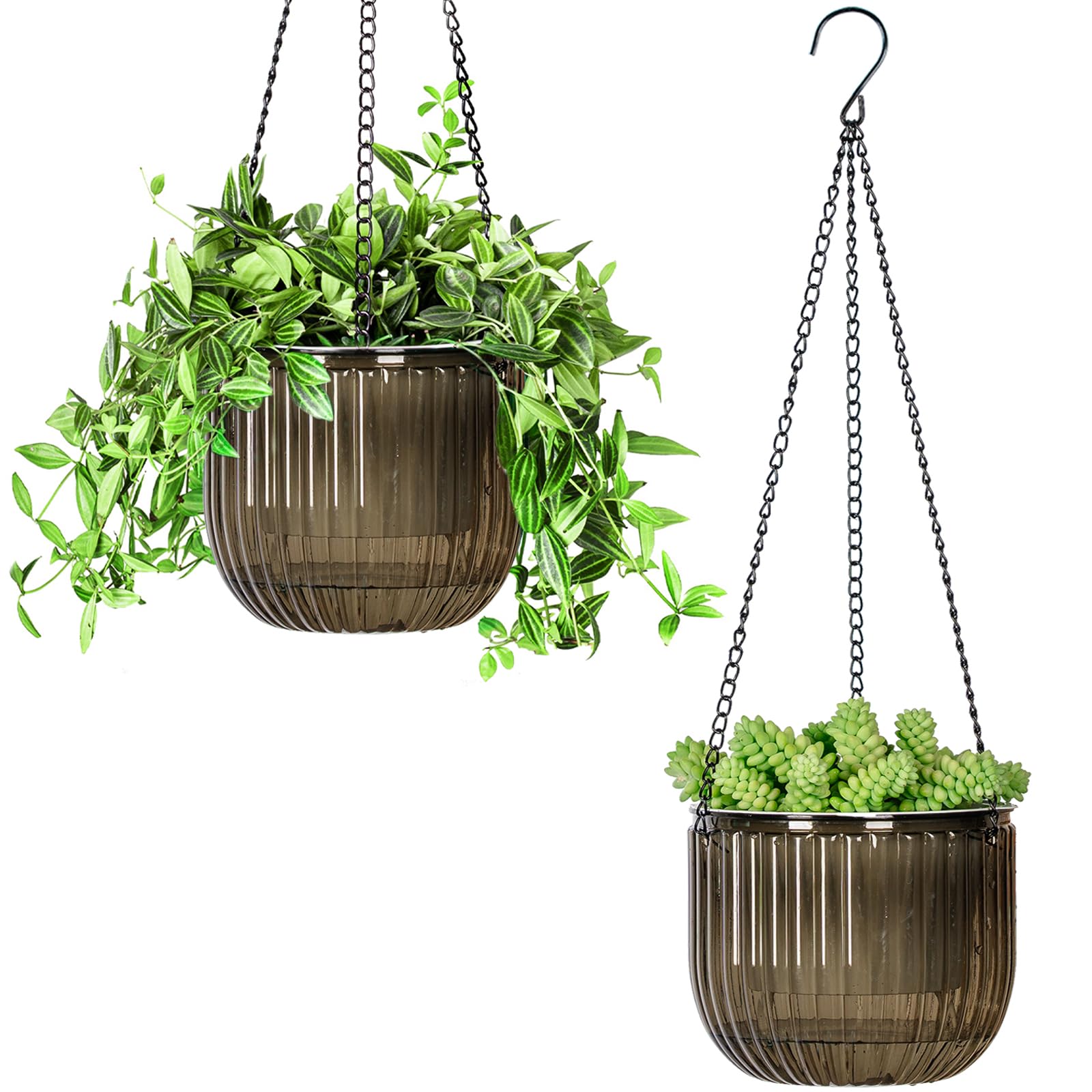 Calvalor 16.5 cm Set of 2 Hanging Plants Pot Hanging Flower Pots Outdoor Hanging Basket Outdoor Hanging Basket Hanging Indoor Hanging Pot for Plants Hanging Flower Pot Hanging Flower Pots Hanging