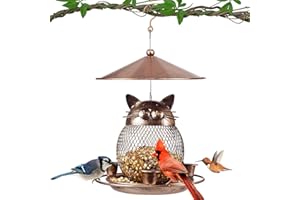 LBTING Bird Feeder for Outdoor, Squirrel Proof Metal Wild Bird Feeder Decoration for Hanging Outside Garden Yard, Cute Cat-Sh