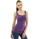 AmélieBoutik Women Empire Waist Lace Up Pleated Sleeveless Blouse Top