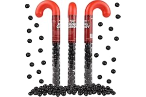 SWEETZO Naughty List Coal Candy Canes, Funny Christmas Stocking Stuffer Gag Gifts, Strawberry Flavored Chewy Treats, 1.41 Ounces (Pack of 3)