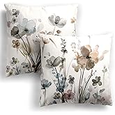 Qesonoo Flower Throw Pillow Covers 16x16 Set of 2, Flowers Pillow Cushion Cases,Decorative Square Pillowcases for Sofa Couch Bedroom Living Room Car