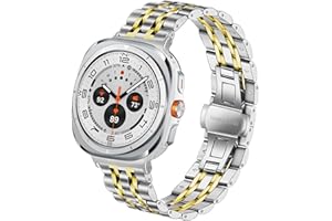 DEALELE Bands Compatible with Samsung Galaxy Watch Ultra 47mm (2025/2024), Solid Stainless Steel Metal Replacement Bracelet f