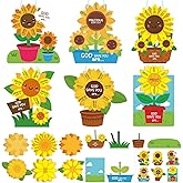 CroBlissful 24 Pcs Sunday School Crafts Christian God Says You Are Sunflower Kit Make Your Own DIY Crafts VBS Classroom Activities for Easter Mother Day Bible Church Home Decor Game Classroom Activity
