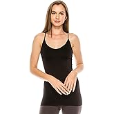 Kurve Women’s V-Neck Camisole Tank - Basic Seamless Stretch Spaghetti Strap