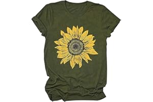 BINMER Sunflower Shirts for Women Cute Funny Graphic Tee Teen Girl Inspirational Tee Trendy Casual Short Sleeve Vacation Top Blouse