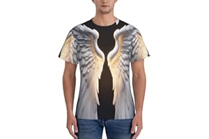 JGHHOUN Angel Wing Print Casual Summer Breathable Gym Shirts Men Workout Breathability Intense Activities