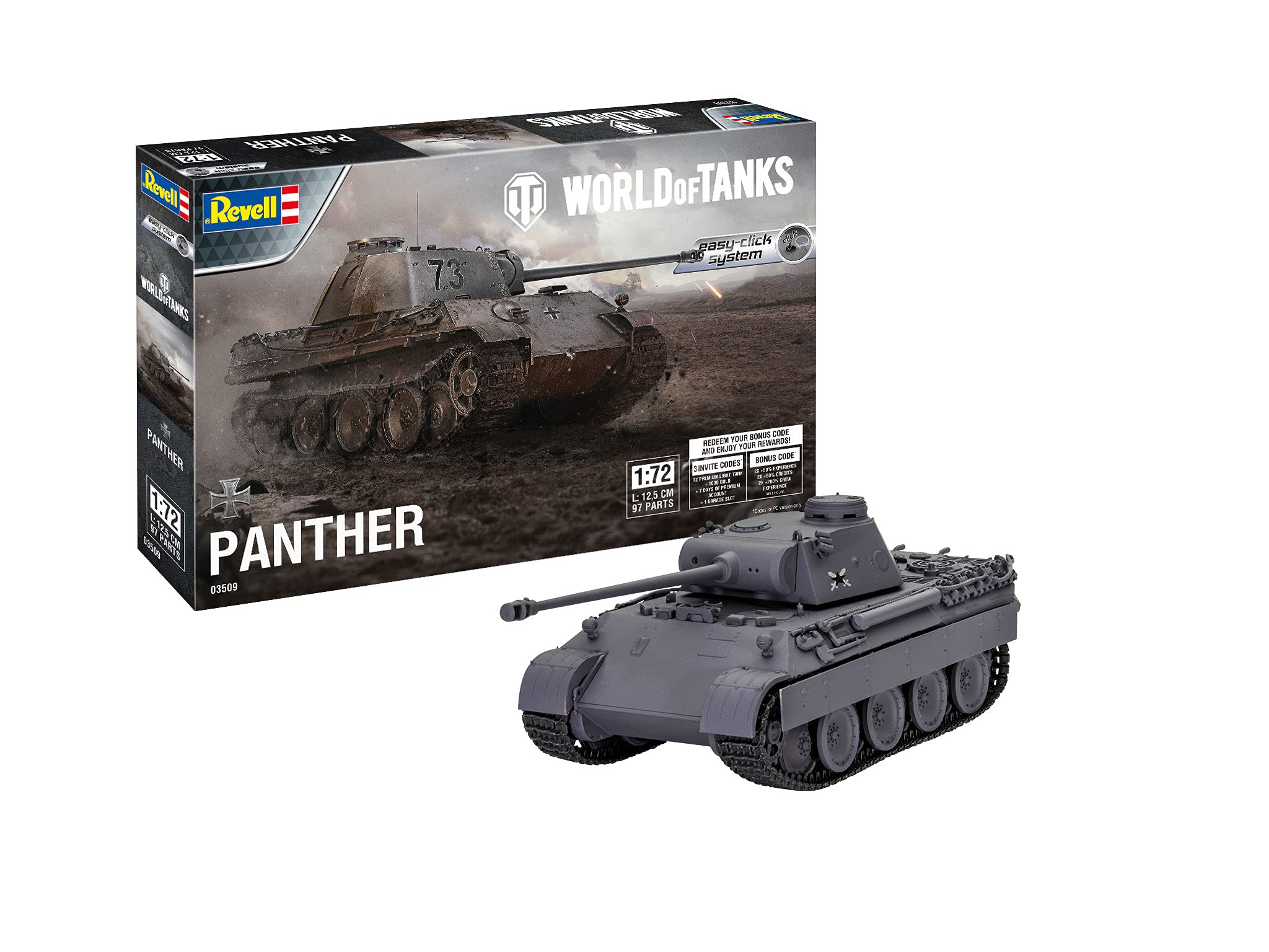 Revell 03509 Panther Ausf. D World of Tanks 1:72 Scale Plastic model kit, Coloured