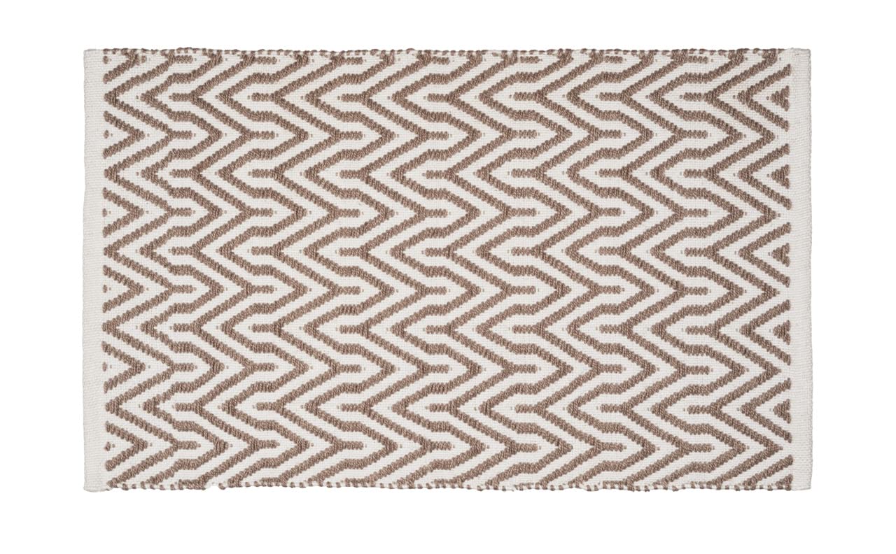 WENKO Altai bath rug, sustainable bath mat made from recycled PET bottles in trendy ethnic style with non-slip underside, washable up to 40 °C, (W x H): 50 x 80 cm, brown/white