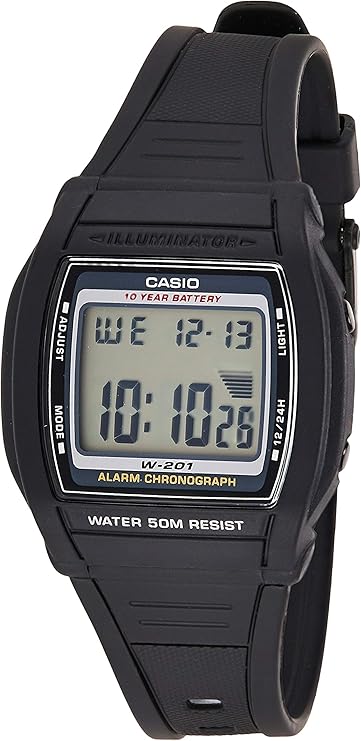 Casio Collection W-201-1AVEF, Reloj Digital para Mujer, Negro