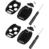 CUTTING NOT REQUIRED - 2 Key Fob Keyless Entry Remote Shell Case & Pad fits Honda 2003-2012 Accord / 2006-2013 Civic EX / 200