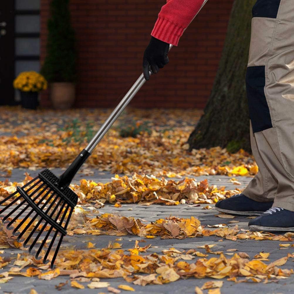 HOMIMP Adjustable Garden Leaf Rake, 34" - 55" Adjustable Lightweight Aluminum Handle 11 Tines Rake, 8" Inch Wide, for Gardeners, Kids Leaf Rake, Detachable Garden Rake, Easy to Carry (Black) : Garden & Outdoor