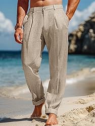 Runcati Mens Casual Pants Elastic Waist Lightweight