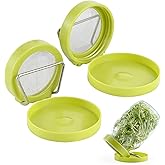 Sprouting Lid, Plastic Mesh Screen Cover Cap with Draining Stand and Tray, Germination Kit Sprouter Maker for Wide Mouth Jars